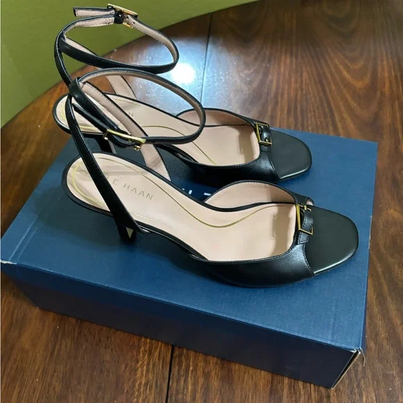 Cole Haan Black Open-Toe Heels - Picture 3 of 6